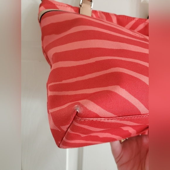 Coach Womens F23283 Orange Tan Canvas Zebra Print Leather Trim Tote Handbag - Picture 5 of 16